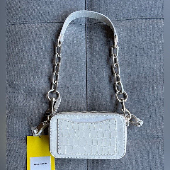 Marc Jacobs Croc-Embossed White Leather Snapshot Shoulder Bag SS24 - Picture 4 of 9